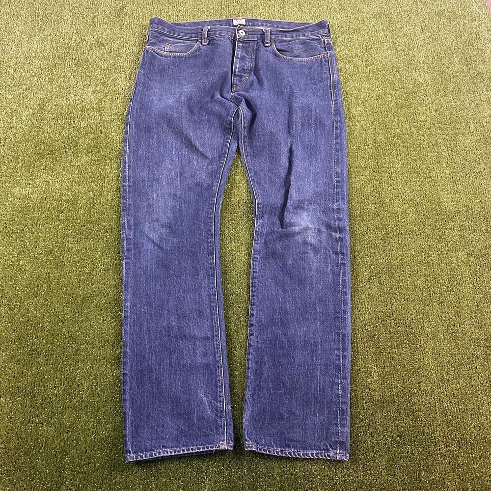 J Crew Jeans Mens 34x32 Blue 484 Slim Raw Indigo Dyed Selvedge Premium Denim